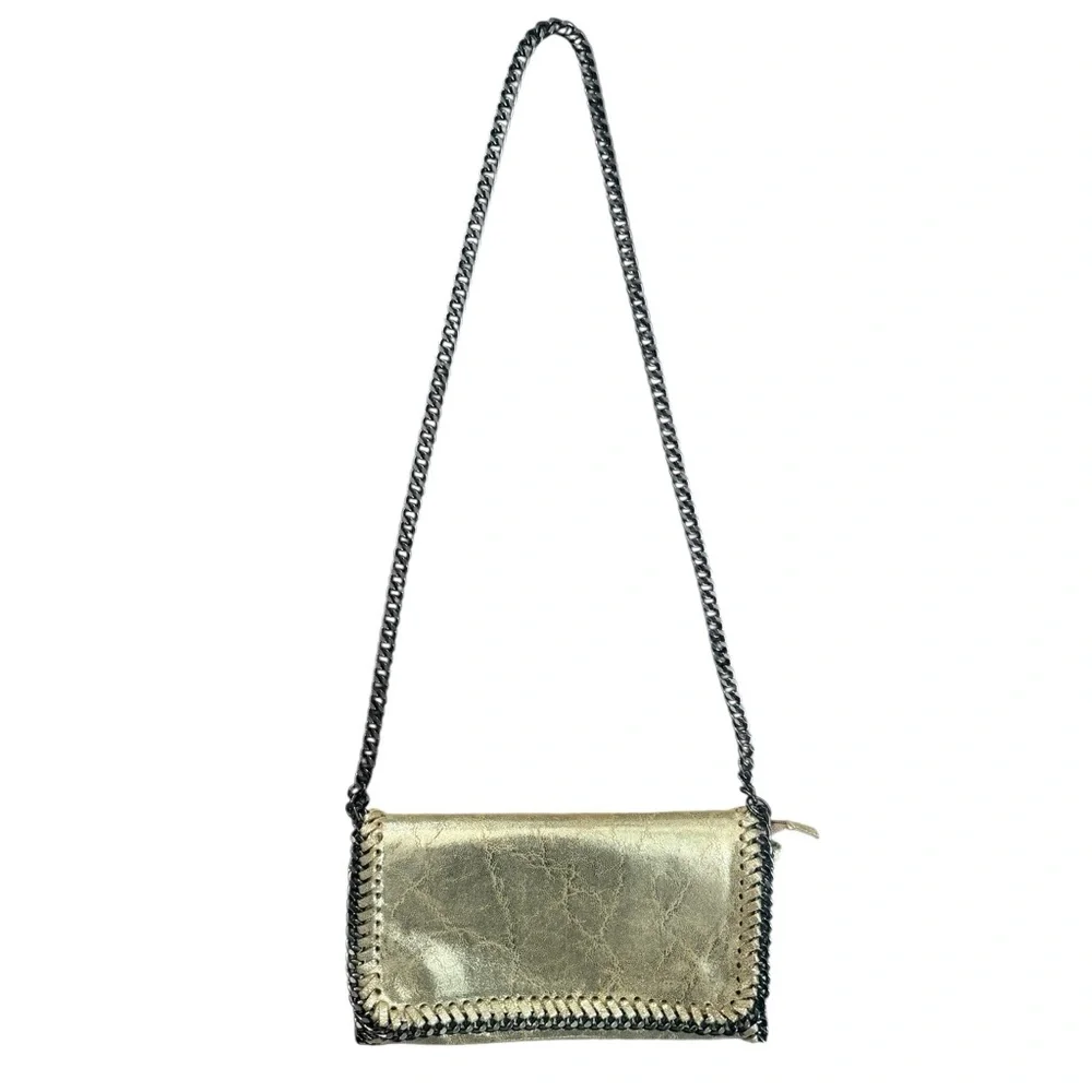 Metallic Gold Crossbody Clutch with Chain Strap